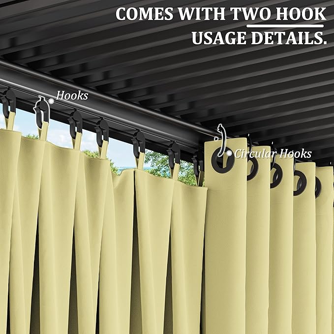 Gazebo Universal Replacement Privacy Curtain,12'×16' Gazebo Outdoor Waterproof Curtains, 4-Panels Sidewall Curtains with Double Zipper for Patio Canopy, Garden and Backyard (Curtain Only)