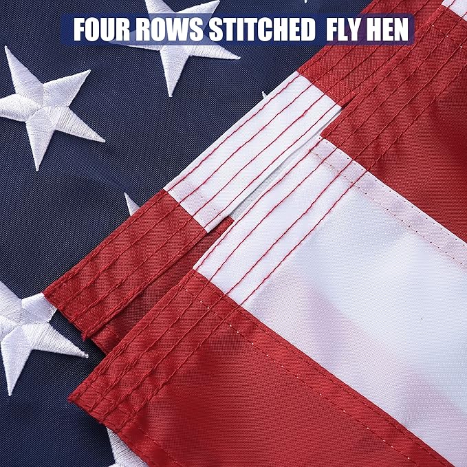 American Flag 4x6 Ft, US Deluxe Embroidered Heavy Duty Premium Polyester Durable Outside Flags with Brass Grommets