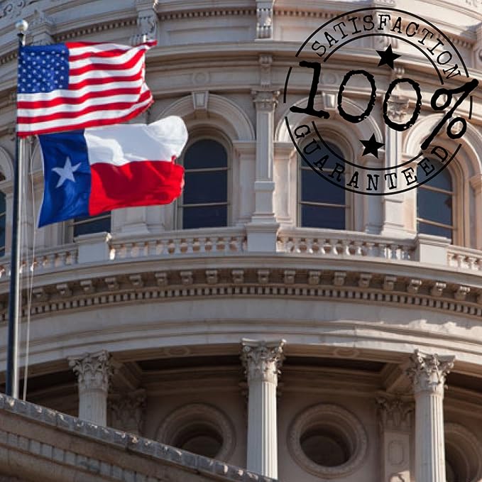 Texas Flag 3x5 ft with Embroidered Star | Tough Long Lasting Nylon | Built for Outdoor Use | UV Resistant | ZigZag Stitching on Fly End for Extra Durability