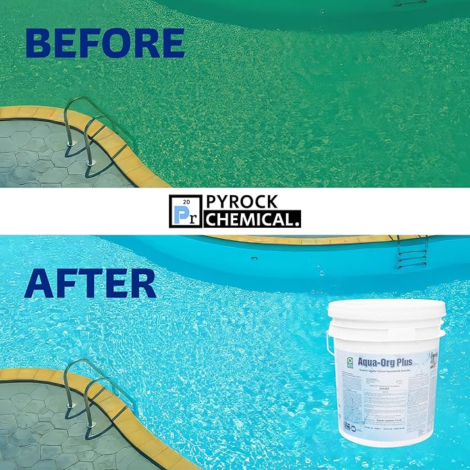 Pool Shock by Aqua Org Plus - 65% Granular Cal Hypo - Swimming Pool Shock for In-Ground, Above Ground, Spas & Hot Tubs - 50 Pound Pail