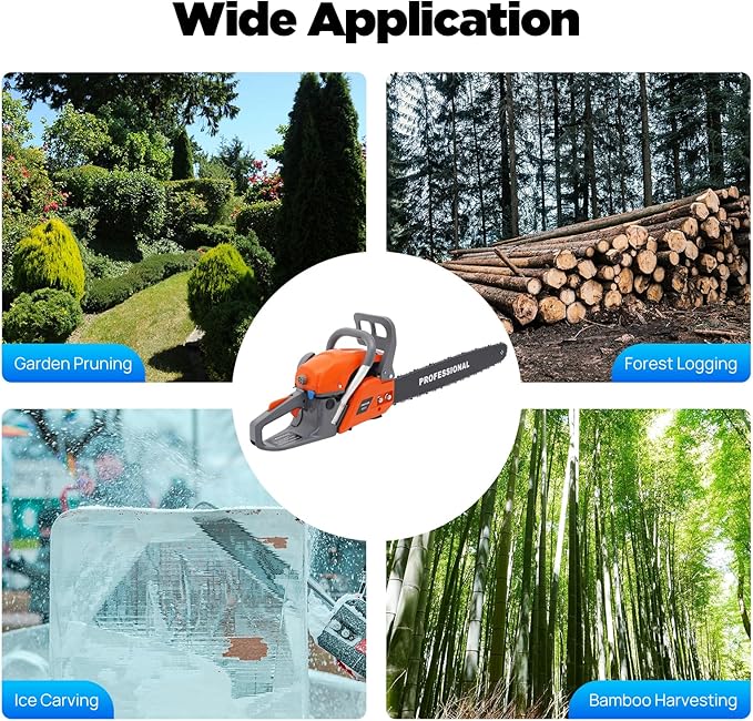 Gas Chainsaw, 2Stroke/4Stroke Gasoline Chainsaw Power Chain Saws Handheld Cordless Petrol Chainsaws For Wood Cutting Forest Felling Tree Pruning Shrub Pruning (2Stroke 22In 2800W 60CC)