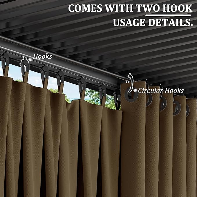 Gazebo Universal Replacement Privacy Curtain,12'×14' Gazebo Outdoor Waterproof Curtains, 4-Panels Sidewall Curtains with Double Zipper for Patio Canopy, Garden and Backyard (Curtain Only)