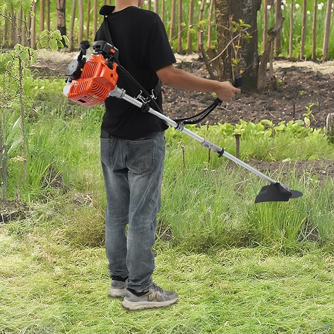 42.7cc Gas Weed Wacker, Gas Powered Weed Trimmer, 2-in-1 Weed Eater Gas Powered with 3 Cutting Heads, 6500RPM Professional Grass Trimmer for Lawn Care, Shoulder Strap Included