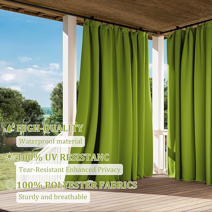 Gazebo Universal Replacement Privacy Curtain,12'×20' Gazebo Outdoor Waterproof Curtains, 4-Panels Sidewall Curtains with Double Zipper for Patio Canopy, Garden and Backyard (Curtain Only)