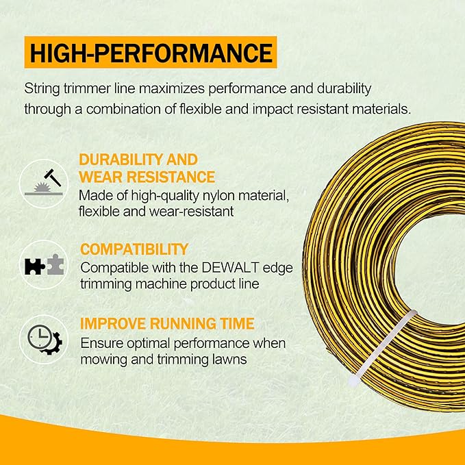 DWO1DT802 Trimmer Line for DEWALT Weed Trimmer Lines, 225-Foot by 0.080-Inch, 1 pc (DWO1DT995 Head 1pc+DWO1DT802 Line 1pc)