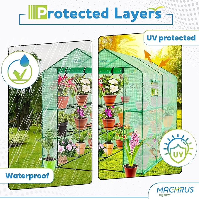 Machrus Ogrow Greenhouse Kit, Multiple Sizes - Green House, Small Greenhouses Outside, Kit Small Greenhouses Outdoors, Mini Greenhouse Outdoor.