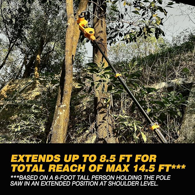 2-in-1 Electric 10-Inch Pole Saw and Chainsaw, Battery Powered Chainsaw Pole Chain Saw, Brushless Motor, 14.5 FT Max Reach Extension Pole for Outdoors Pruning with 1×4.0ah Battery (Battery Included)