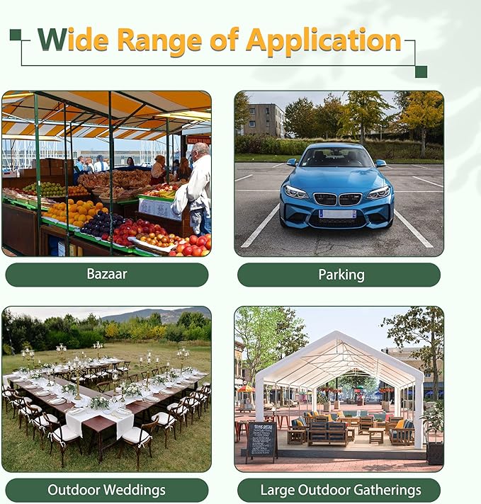 16x32 FT Heavy Duty Party Tent, White Outdoor Canopy with Removable Sidewalls & 3 Storage Bags, Waterproof Gazebo for Wedding, Camping, BBQ, and Commercial Events