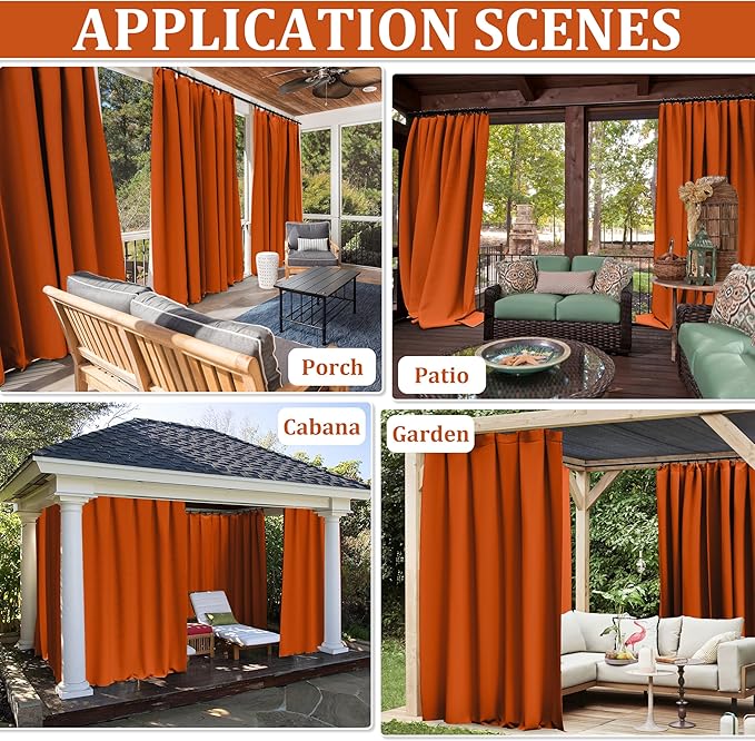 Gazebo Universal Replacement Privacy Curtain,12'×14' Gazebo Outdoor Waterproof Curtains, 4-Panels Sidewall Curtains with Double Zipper for Patio Canopy, Garden and Backyard (Curtain Only)