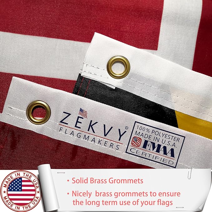 Maryland States Flag 3x5 Outdoor Made in USA - Double Sided Heavy Duty Vivid Color Maryland MD Flags with 2 Brass Grommet