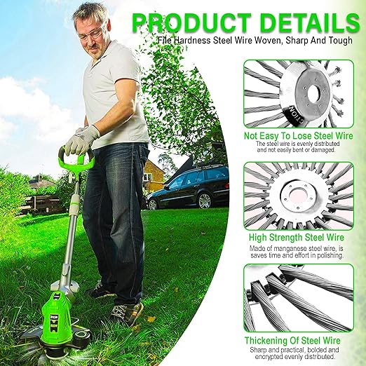 10 Inch Steel Wire Trimmer Head – Universal Weed Eater Attachment for Stihl, Dewalt, Milwaukee & More – Indestructible Weed Wacker Wire Brush Cutter Head for Lawn & Garden