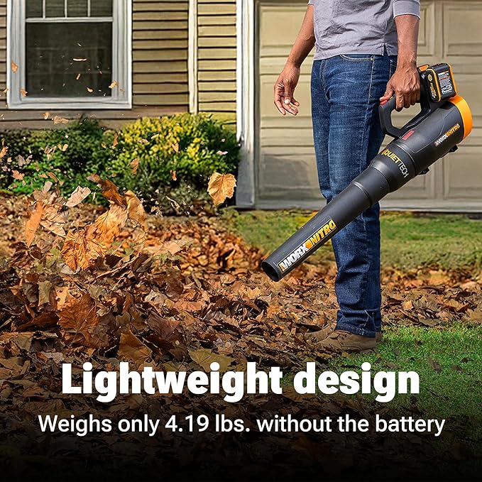 WORX Nitro WG581.9 40V Cordless Leaf Blower, Quiet Electric Blower for Lawn Care with 530CFM & 140MPH, Batteries & Charger Not Included
