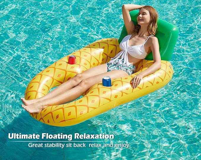 Jasonwell Inflatable Pool Float Adult - Pool Floaties Lounger Floats Raft Floating Chair Water Floaty for Swimming Pool Lake Lounge Float with Cup Holders Beach Pool Party Toys for Adults