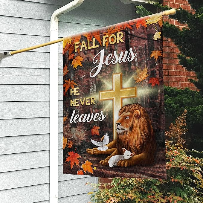 FLAGWIX Fall Christian Flag - Lion of Judah House Flags for Outside 29.5" x 39.5" - Christian Gifts for Women Faith, Fall Decorations for Home, Thanksgiving Decorations for Home Garden Decor