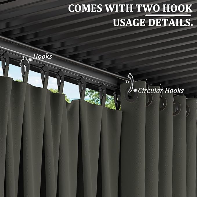 Gazebo Universal Replacement Privacy Curtain,10'×12' Gazebo Outdoor Waterproof Curtains, 4-Panels Sidewall Curtains with Double Zipper for Patio Canopy, Garden and Backyard (Curtain Only)