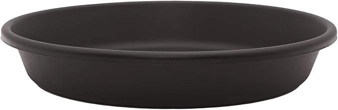 The HC Companies 12 Inch Round Plastic Classic Plant Saucer - Indoor Outdoor Plant Trays for Pots - 12.5"x12.5"x2.13" Black