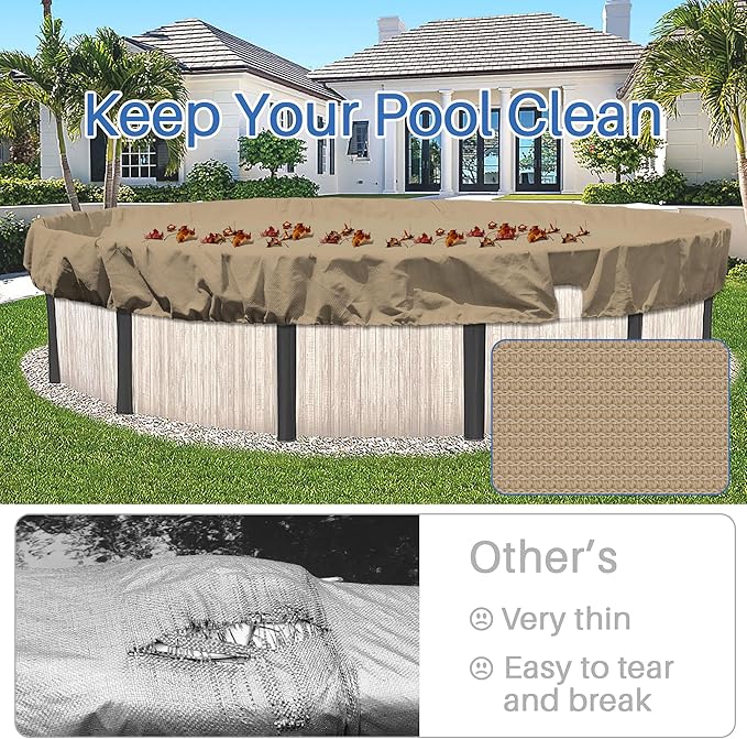 ECOOPTS 7 ft Round Pool Cover for Above Ground Pools, Swimming Pool Cover Protector Winter Safety Cover (Sand)