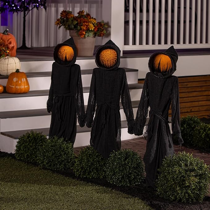 Evergreen Halloween Stakes, Outdoor Safe Spooky Garden Statues, Halloween Yard Decoration for Home Grass Lawn or Patio (Reaper, Set of 3)