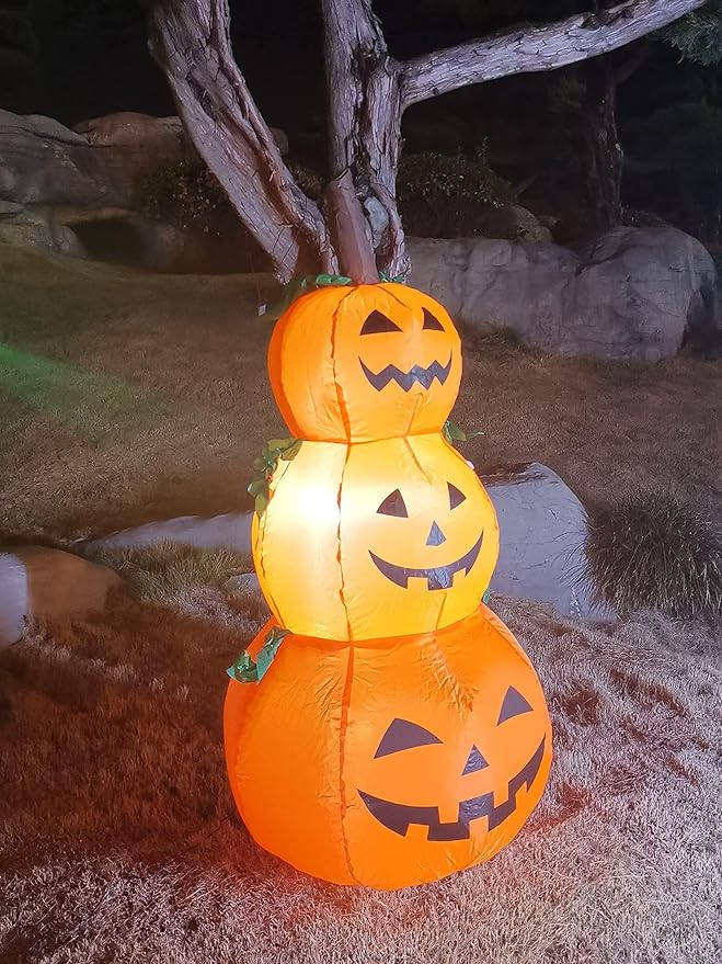 DearSun 4FT Halloween Inflatable Pumpkins Decor Blow up Pumpkin Stacked Halloween Decorations Outer Decoration Large Party Yard Decoration (Pumpkin 3)