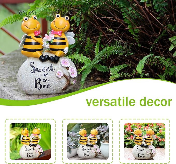 Leekung Bee Statue for Garden Decor,Honey Bee Gifts Spring Decor for Outdoor,Bumle Bee Figurines Decoration for Garden Patio Yard Lawn&Indoor Table Shelf Kitchen Home Decor,Best Gifts for Bee Lovers