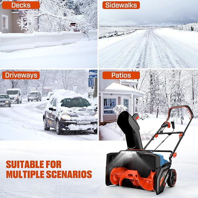 SENIX Corded Snow Blower High-Efficiency 880lbs/min, 15Amp 21 inch Electric Snow Thrower, 33FT Max Distance, 180° Rotating Chute & LED Lights ETL Certified for Driveway Sidewalk Winter Use (STE15-M)