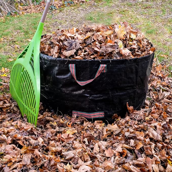 Excello 4-Pack 72 and 63 Gallon Reusable Heavy Duty Gardening Waste Bag Set with Gloves (Black)