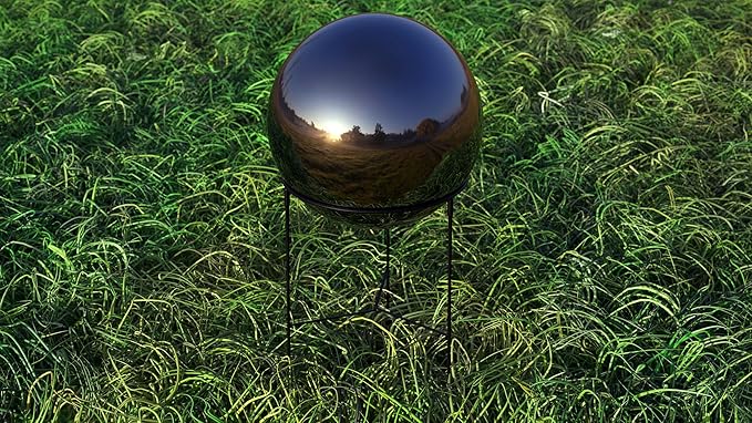 Lulu Decor, Titanium Stainless Steel Gazing Mirror Ball Size 14 with Stand
