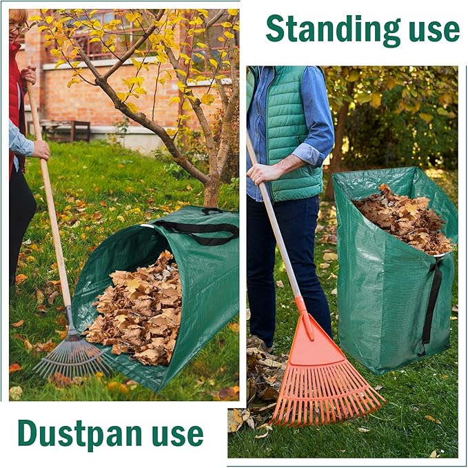 2 Pack 60 Gallon Leaf Collector,Collapsible Lawn & Leaf Bag,Heavy Leaves Pick up Tool Reusable Yard Waste Bags,Large Yard Dustpan Type Garden Bag for Leaves,Debris,Grass,Clippings,Lawn Trash