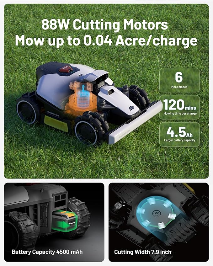 Mammotion LUBA mini AWD 800H Robot Lawn Mower with Garage, Mowing 0.2 Acre, All-Wheel-Drive for 80% Slope, UltraSense AI Vision+RTK Auto-Mapping, Cutting Height 2.2"-4.0"