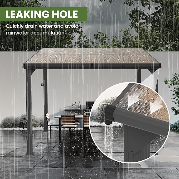 10 * 20FT Pergola,Outdoor Gazebo,Hardtop Lean to Gazebo,Wall Mounted Pergola,Pergolas Gazebos Clearance,Aluminum Frame Pergola,UV Resistant Patio Roof,Patio Awnings for Porch,Lawn,Backyard