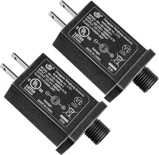 2 Pcs Replacement Yard Inflatable Adapter Power Supply Adaptor 12Vdc 1.0A Class 2 Power Supply for Halloween Christmas Inflatable Decorations