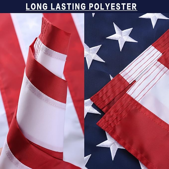 American Flags for Outside 30x60, USA US Flag Heavy Duty Outdoor, Made of 210D Oxford Fabric, Embroidered Stars, Brass Grommets