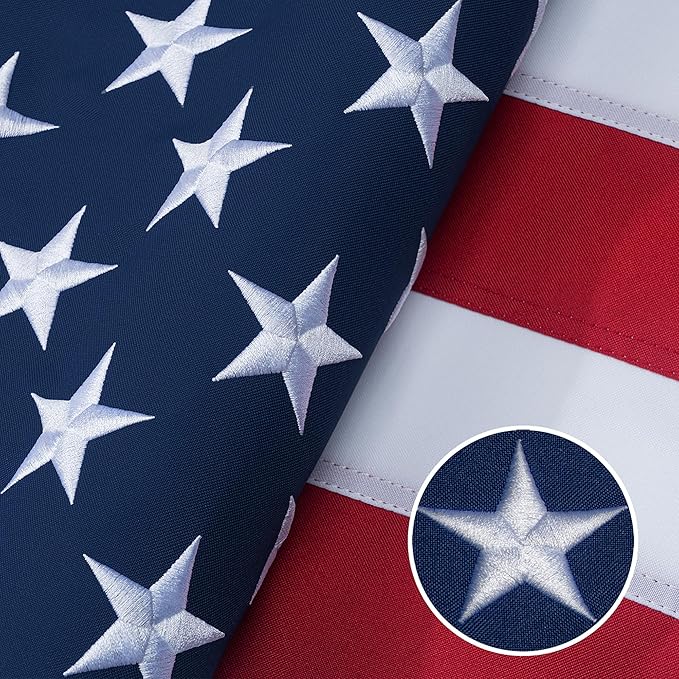 American Flag 5x8 Ft Indestructible Outdoor, Long Lasting, Heavy Duty, TearProof Polyester, Fade Resistant, High Wind US Outside Flags with Embroidered Stars, Sewn Stripes, Brass Grommets