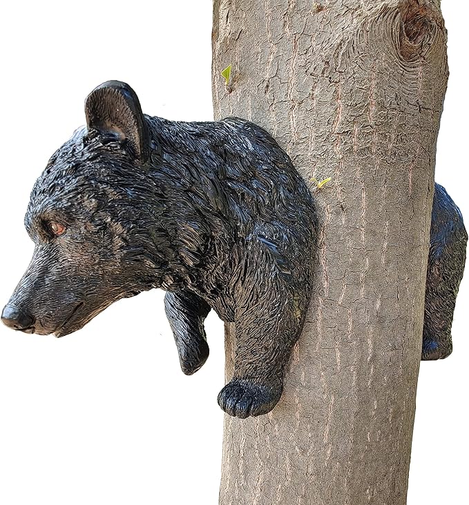 Ferocious Black Bear Trapped in a Tree Statue Tree Hugger Garden Peeker Figurine Yard Art Outdoor Decoration Sculpture