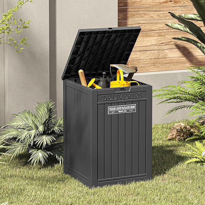 Package Delivery Box for Outside, 48 Gallon Storage with Lockable Secure, Large Resin Outdoor Package Drop Container