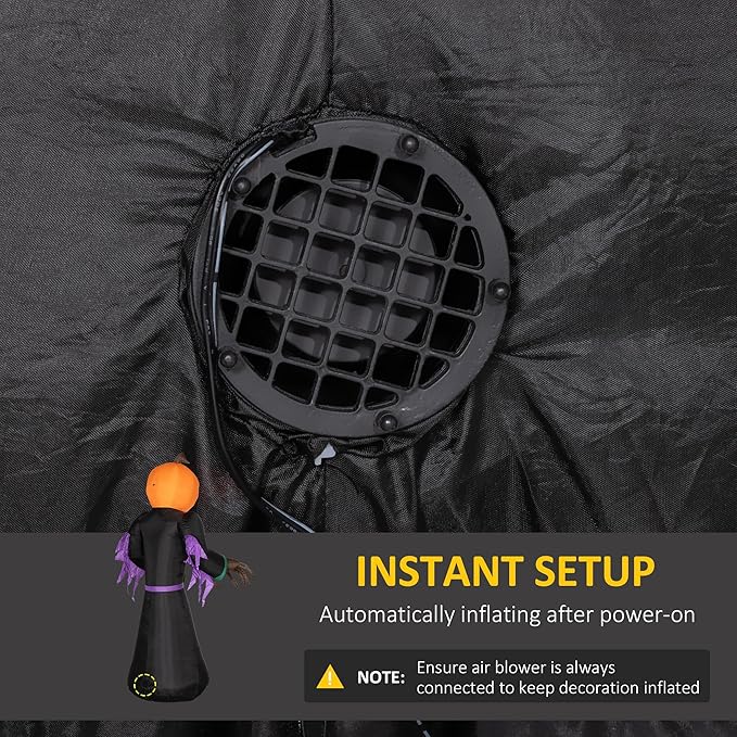 7ft Inflatable Halloween Decoration Reaper Ghost Pumpkin, Waterproof Outdoor Decorations, Blow Up LED Yard Decor for Garden, Lawn, Party, Holiday