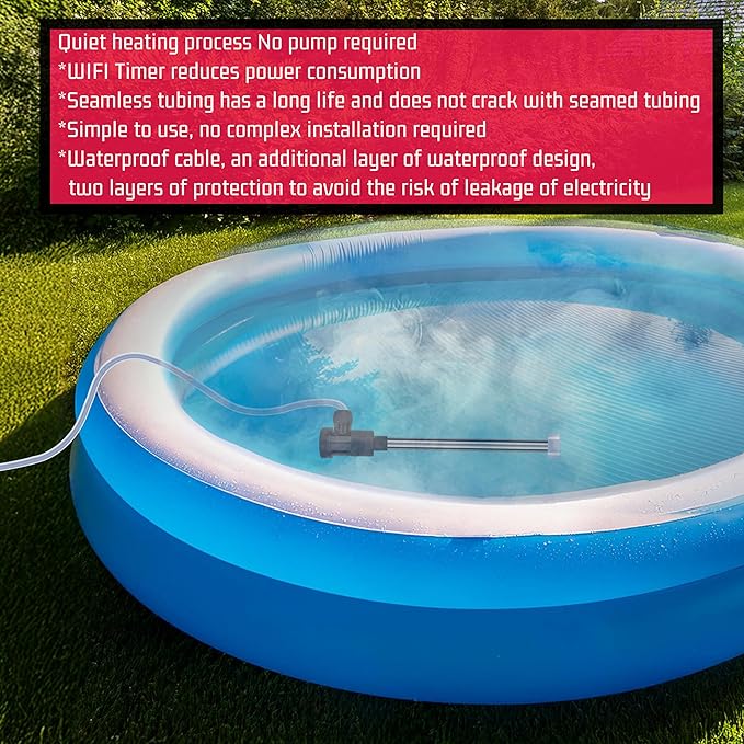 2000W Immersion Water Heater for Pool & Hot Tub – Portable Electric Submersible Heater with Auto Shut-Off, and WiFi Timer for Above Ground Pool, Bathtub, Swimming pool, Spa and Inground pool
