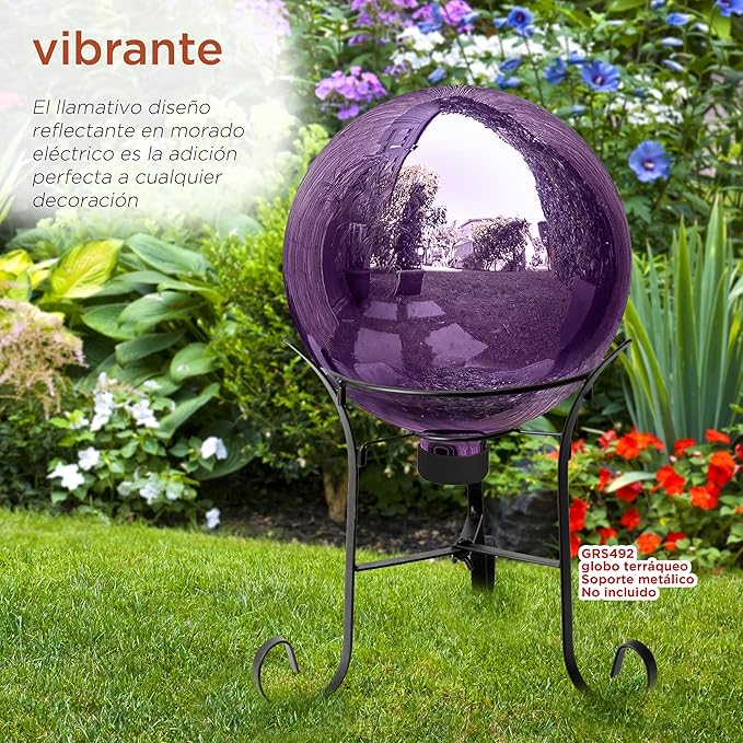 Alpine Corporation 10" Diameter Indoor Outdoor Glass Gazing Globe Garden Decor, Purple