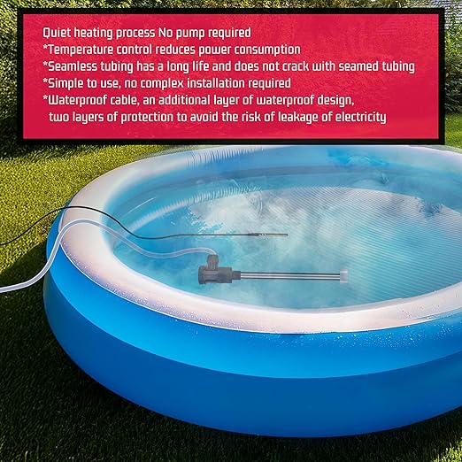 3500W 240V Immersion Electric Submersible Water Heater with Temp Control & GFCI – Portable Heater for Swimming Pool, Above-Ground Pool, Inflatable Pool