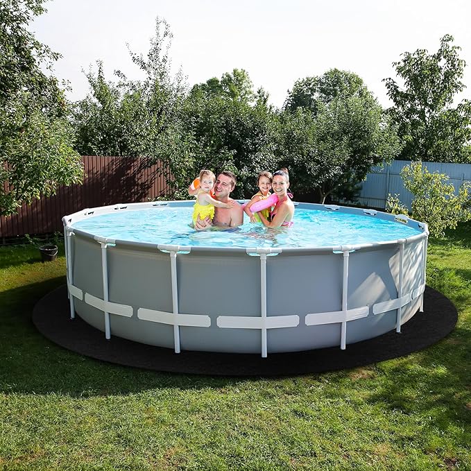 VINGLI 15 FT Round Pool Liner Pad for Above Ground Swimming Pools, Extra Thick Swimming Pool Liner, Prevent Punctures, Weed Barrier, Black