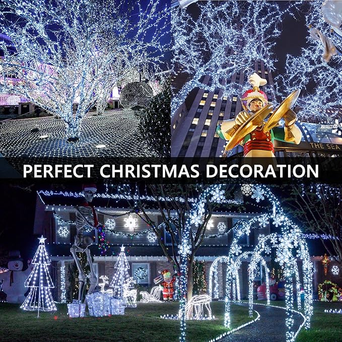75FT 1500 LED Cluster Christmas Lights, Christmas Tree Lights Outdoor 8 Modes with Timer & Remote, Firecrackers String Lights Waterproof for Garland Party Xmas Decorations, Cool White