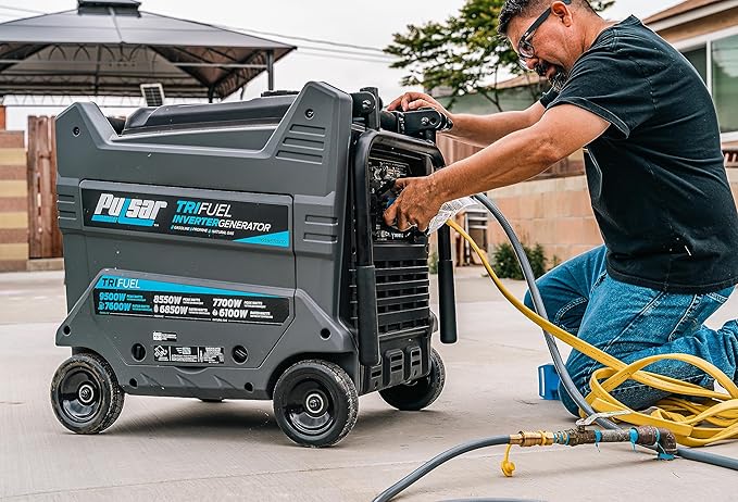 Pulsar 9500W Tri Fuel Gasoline Propane Natural Gas Portable Inverter Generator w/Remote Start & CO Sentry for Home Use GS95TiSCO