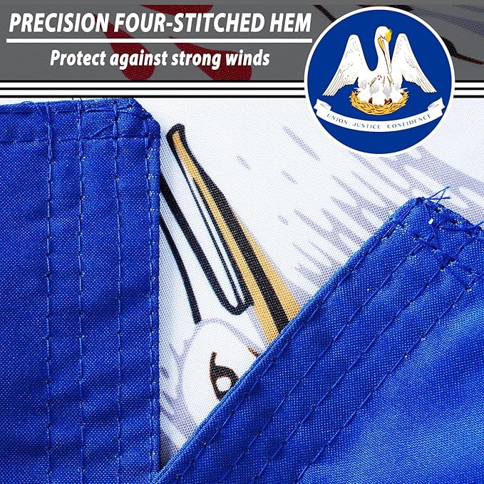 FLAGWIN Louisiana Flag 3x5 FT - 3 Ply Double Sided Polyester Louisiana State Flags with Brass Grommets - Vivid Color and Fade Proof State of Louisiana Flag 3x5 Outdoor