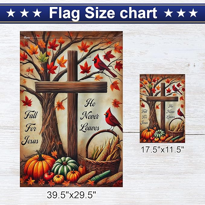 FLAGWIX Fall Christian Flag - House Flags for Outside 29.5" x 39.5" - Christian Gifts for Women Men, Fall Decorations for Home, Thanksgiving Decorations for Garden Decor, Outdoor Decor for Patio