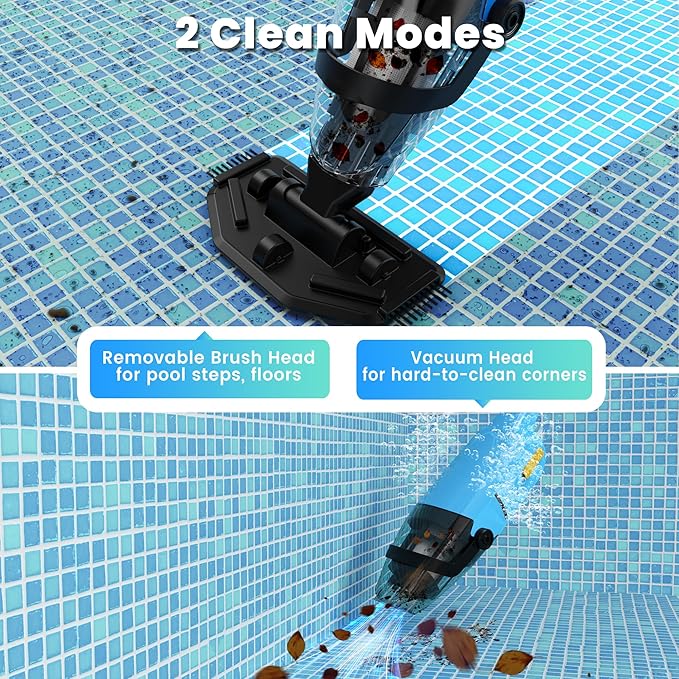 Cordless Pool Vacuum, Rechargeable Handheld Pool Vacuum Cleaner for Above Ground Pools, Fast Charging, Long Runtime, Ideal for Sand and Debris