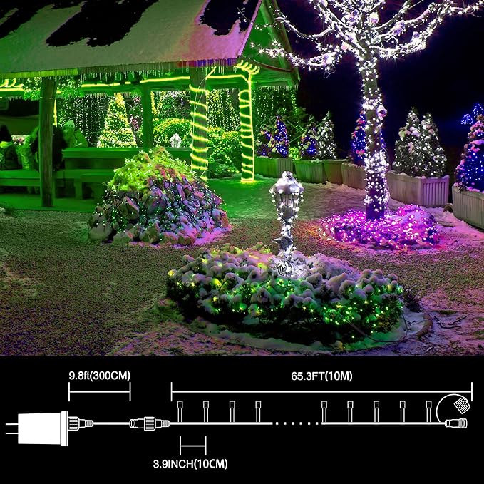 33ft Christmas Decorative St. Patrick's Day Mini String Lights, 100 LED Transparent Wire Fairy Starry String Lights Plug in, 11 Lighting Modes for Indoor Outdoor Xmas Tree (Green)