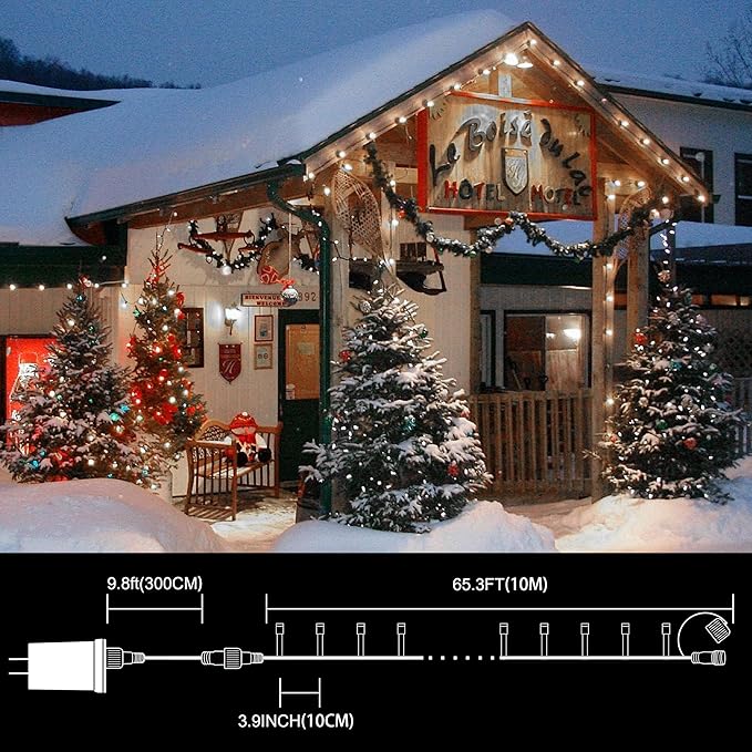 33ft Christmas Decorative Mini Lights, 100 LED Transparent Wire Fairy Starry String Lights Plug in, 11 Lighting Modes, for Indoor Outdoor Xmas Tree Wedding Party Decoration (White)