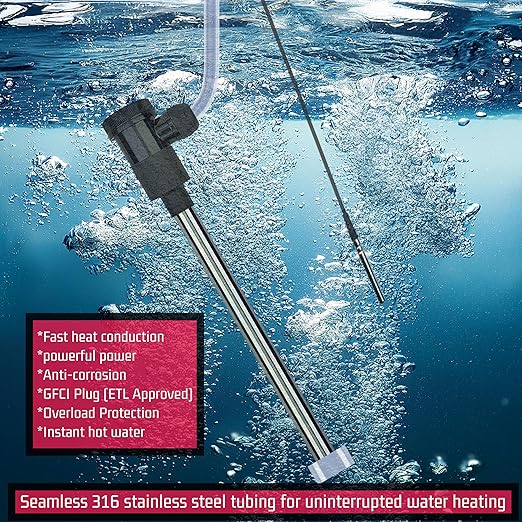 1800W Immersion Electric Submersible Water Heater with Temp Control & GFCI – Portable Heater for Hot Tub, Swimming Pool, Above-Ground Pool, Inflatable Pool, Baptistry, baptismal Pool & spa