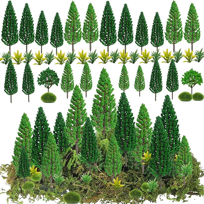 30 Pieces Model Trees Mixed 1.7-6 inch Fake Miniature Trees and Artificial Moss Rocks Diorama Architecture Mini Tress for Crafts Building Model Railway Scenery Landscape Supplies