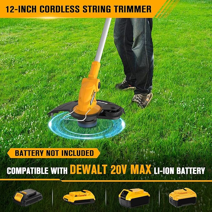 2-in-1 Cordless Leaf Blower and String Trimmer Combo Compatible with Dewalt 20V Battery, 500CFM/150MPH Electric Leaf Blower, 12-Inch Cordless Weed Wacker/Weed Eater/Grass Trimmer (Bare Tool)